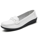 2025 Women’s Soft Leather Flat Shoes – Casual Loafers, Comfortable White Flats for Women - PAT CHEN