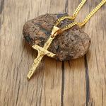 Gold Stainless Steel Cross Necklace – Jesus Pendant for Men & Women