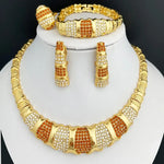 Dubai Jewelry Set for Women β 18K Gold Plated Luxury Necklace, Earrings, Bracelet & Ring | Elegant Wedding & Party Jewelry