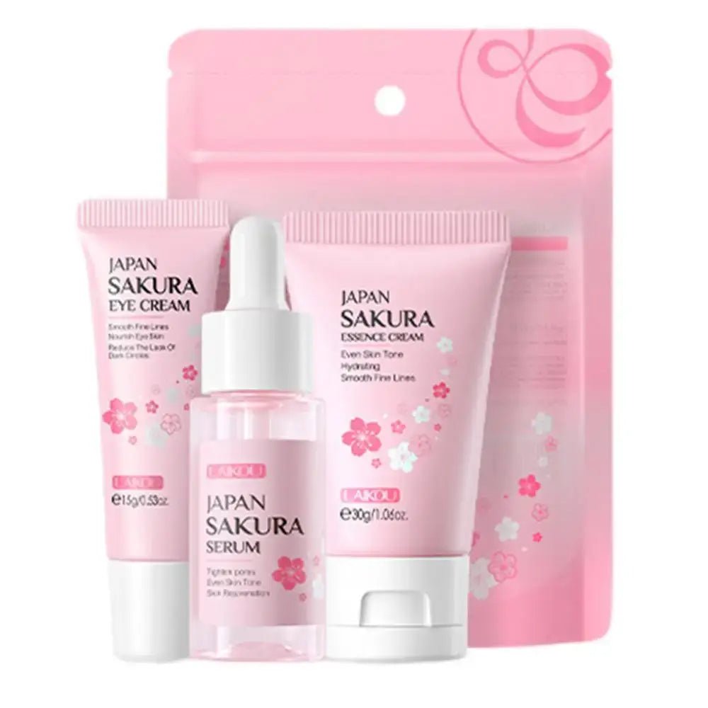 Sakura Face Skin Care Set – Cleanser, Toner, Serum, Essence Cream & Eye Cream | Moisturizing, Whitening & Anti - Aging Formula - PAT CHEN