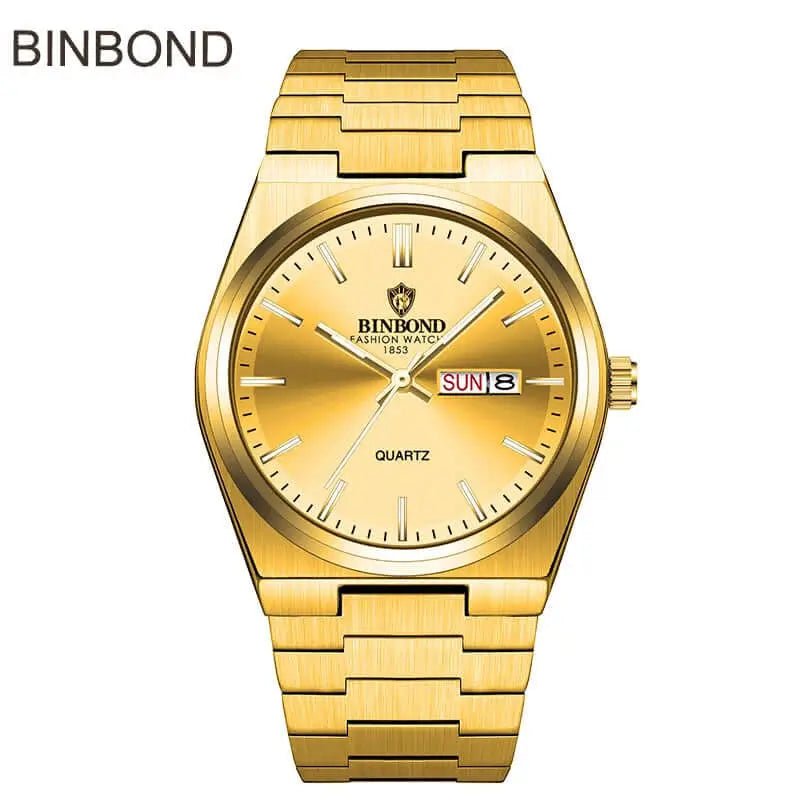 BINBOND™ Prestige Chrono — Luxury stainless steel men’s watch with quartz movement, luminous hands, and waterproof design. Elegant, durable, and perfect for every occasion. - PAT CHEN