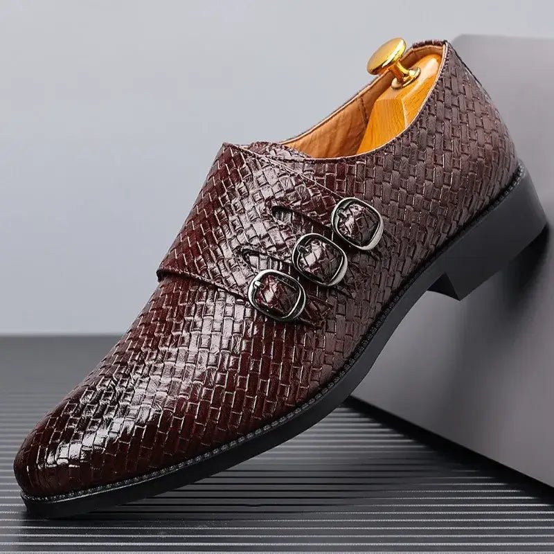 Men’s Knit Leather Dress Shoes – Luxury Formal Oxford Business Shoes - PAT CHEN