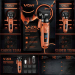 VGR Professional Hair Trimmer V-274 – LED Display Rechargeable Barber Clippers for Men | Precision Grooming & Hair Cutting Machine
